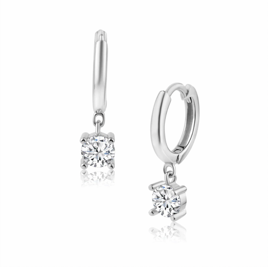 Shop Dangling Clear CZ Hoop Earring 12.5mm | Simona Jewelry