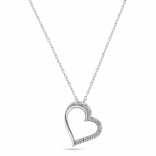 925 Rhodium Plated Open Heart Diamond Necklaces
