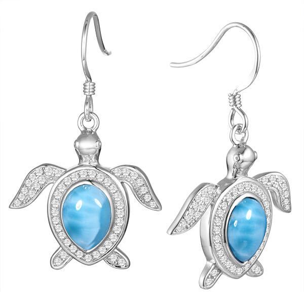 925 Larimar Turtle Earring