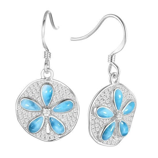 925 Larimar Sand Dollar Earring