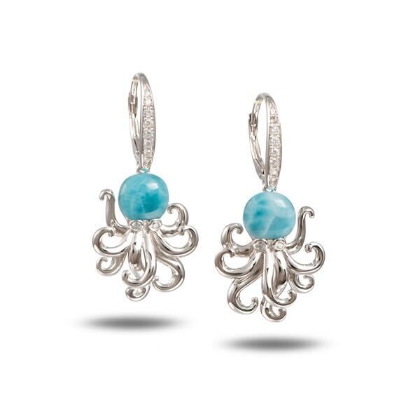 925 Larimar Octopus Earring