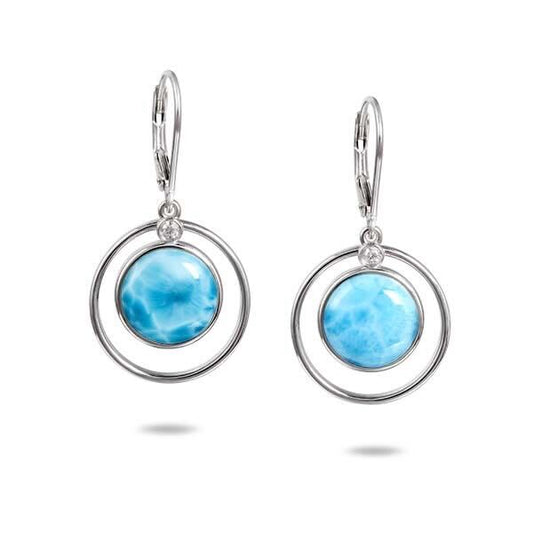 925 Round Larimar Earring