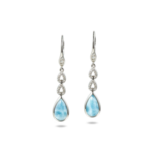 925 Larimar with White Topaz Earring