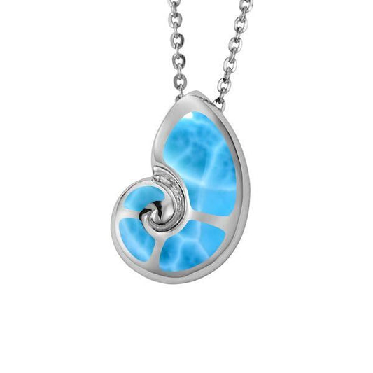 925 Nautilus Shell Larimar Necklace