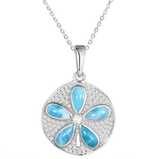 925 Sand Dollar Larimar Neacklace with CZ