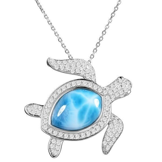 925 Turtle Larimar Neacklace with CZ