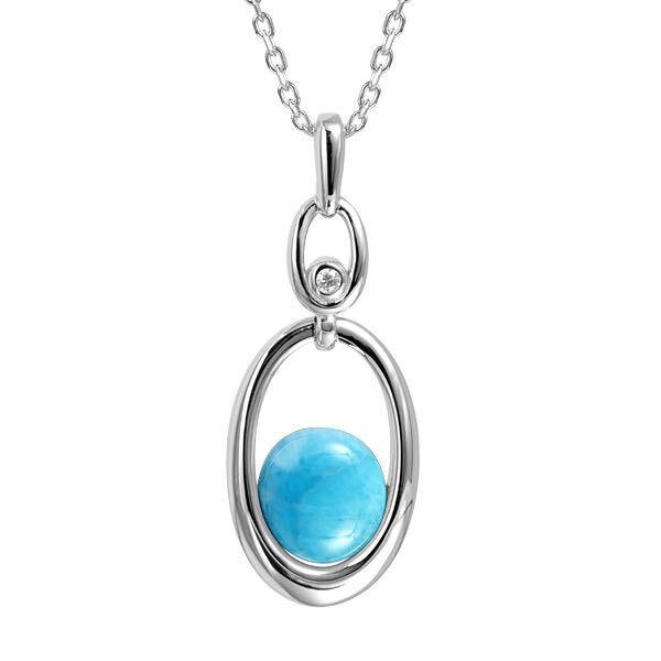 925 Larimar Necklace with White Topaz