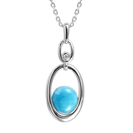 925 Larimar Necklace with White Topaz