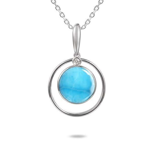 925 Round Larimar with White Topaz