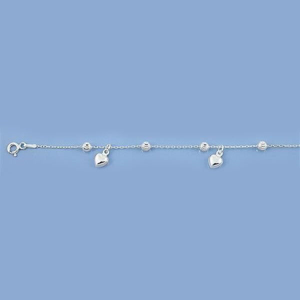925 Heart Silver Anklets