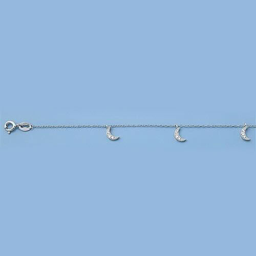925 CZ Moon Silver Anklets