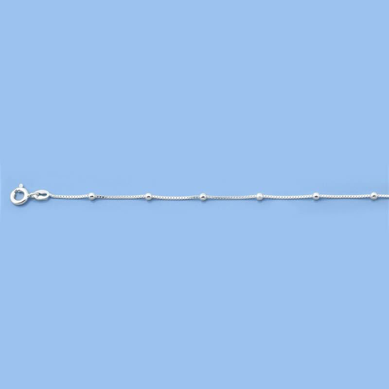 925 Box Chain with Ball Silver Anklets