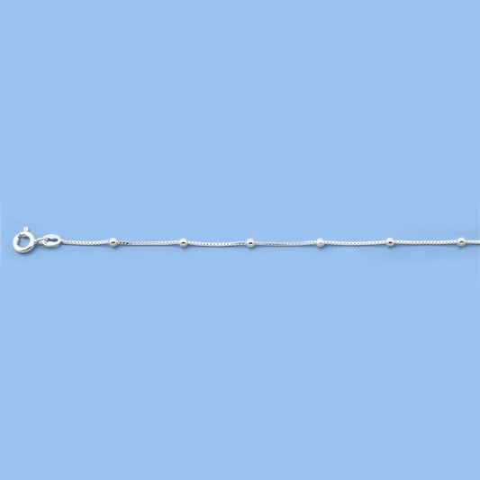 925 Box Chain with Ball Silver Anklets