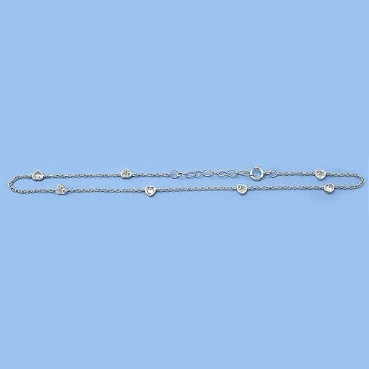 925 CZ Heart Anklets