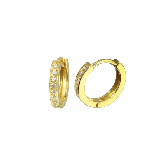 925 Gold Plated Round CZ Hoop huggie hoop Earrings 12mm