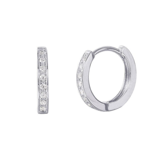 925 Rhodium Plated CZ huggie hoop Earrings with CZ