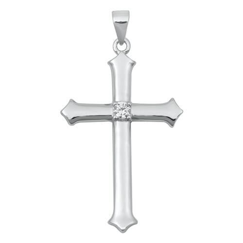 925 Silver with CZ Cross Pendant