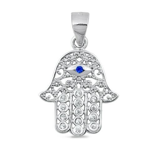 925 Silver Hamsa with CZ Pendant