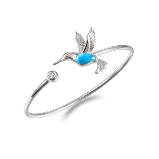 925 Larimar Hummingbrid  with White Topaz