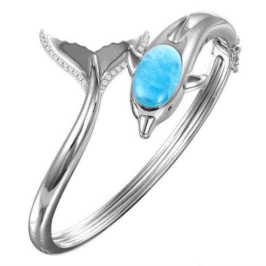925 Larimar Dolphin with White Topaz