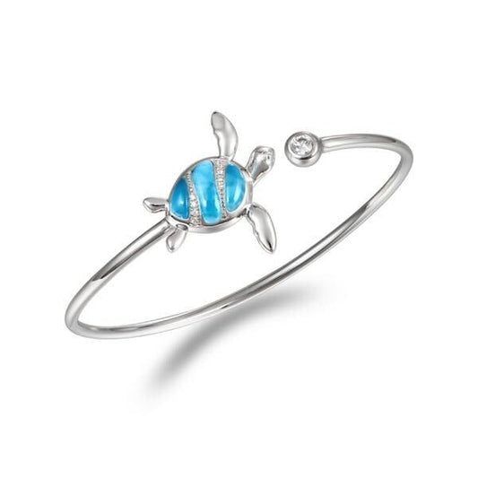 925 Larimar Turtle  with White Topaz