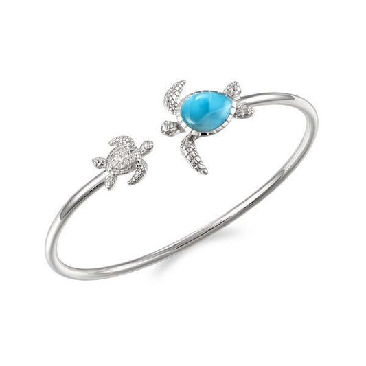 925 Larimar Turtle Bangle with CZ