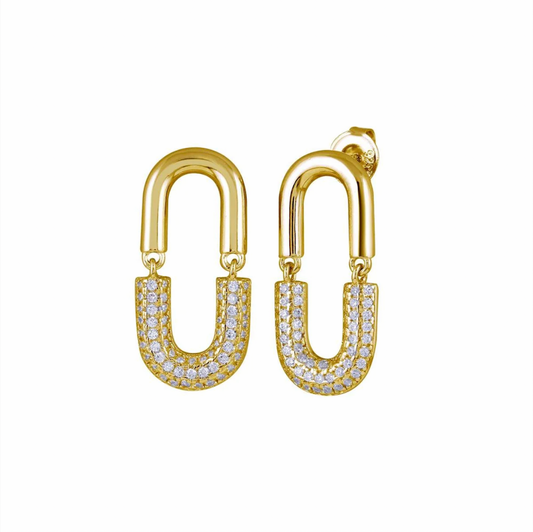 925 Gold Plated Dangling Movable Link Earrings