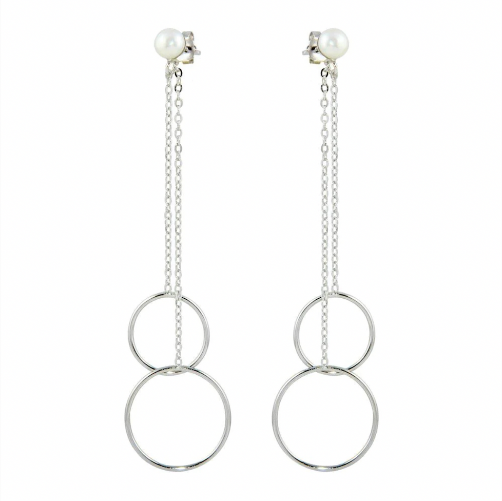 925 Rhodium Plated Dangling Front and Back Dangling Earrings