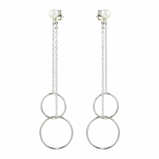 925 Rhodium Plated Dangling Front and Back Dangling Earrings