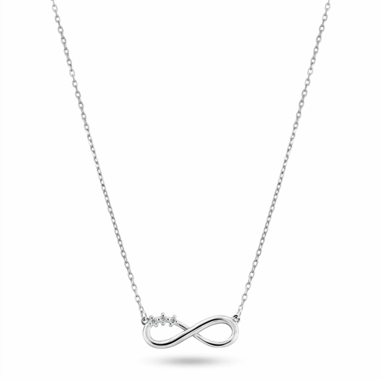 925 Rhodium Plated Infinity Design Diamond Necklaces