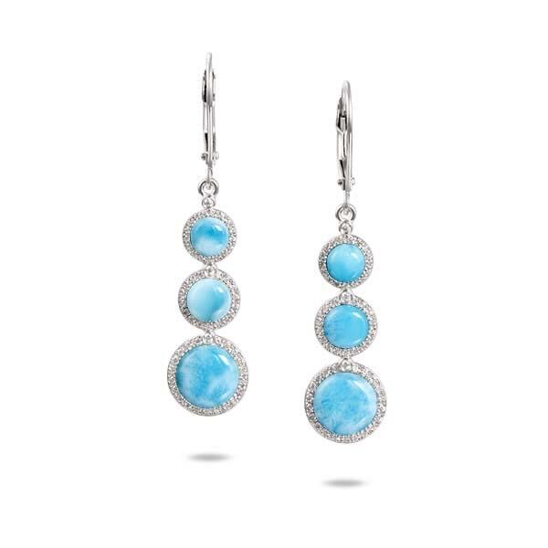 925 Larimar 3 Rounds Earring with White Topaz