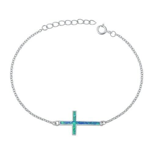 Shop Blue Opal Cross Bracelets | 925 Cross Bracelets | Simona Jewelry