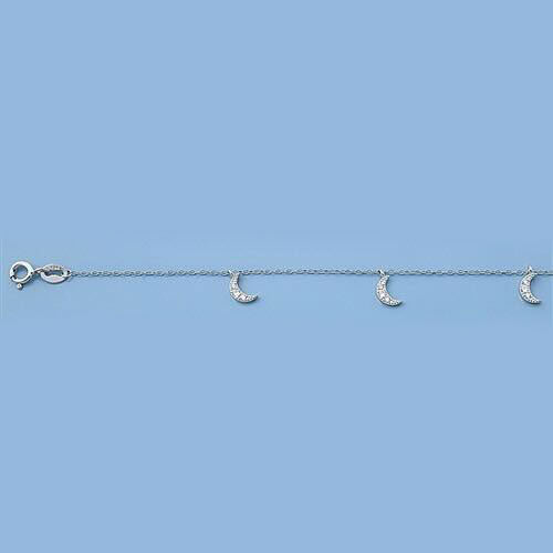 925 CZ Moon Silver Anklets