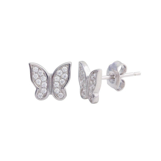 925 Rhodium Plated Butterfly CZ Stud Earrings