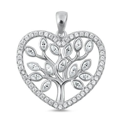 925 Tree of Life in Heart Pendant